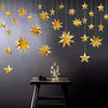 pinkblume Gold Party Decorations Star Garlands Streamer Gold 3D Stars Metallic Paper Hanging Bunting Banner for Birthday Wedding Baby Bridal Shower Holiday Christmas Ramadan EID Mubarak Party Supplies