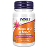 NOW Supplements, Mega D-3 & MK-7 with Vitamins D-3 & K-2, 5,000 IU/180 mcg, Bone & Cardiovascular Support*, 60 Veg Capsules