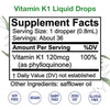 Vitamin K1 Liquid - Alcohol-Free Oral Vitamin K1 Drops - Liquid Vitamin K for Skin, Bones & Blood Health - Vegan, Non-GMO Vitamin Liquid Extract for Internal & External Use - 1 Fl Oz