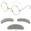 4E's Novelty Old Man Costume For Kids Boys - Glasses With Gray Stick On Fake Mustache & Eyebrows - 100 Days of School Costume for Boys, Old Man Costume for Kids, Grandpa Dress Up Accessories Kit