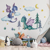 Yovkky Baby Dragon Wall Decals Stickers, Moon Stars Clouds Forest Nursery Playroom Decor, Kids Room Home Decorations Boys Bedroom Art