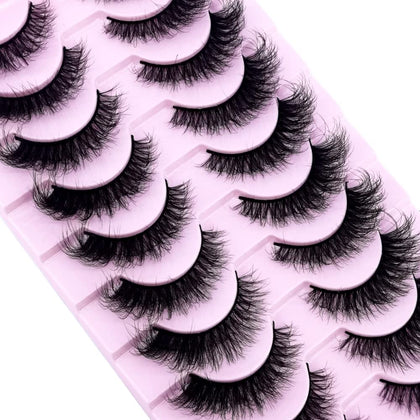 AMSDCN Wholesale 10 pairs Natural Long Fake Eyelashes cilios 3d Faux Mink Lashes Fluffy eyelashes Makeup Cat Eye Lashes maquiagem (6D-46)