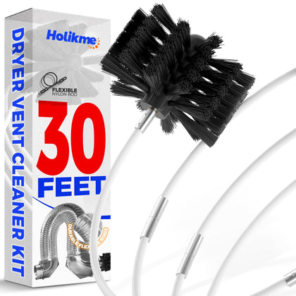 Holikme 30 Feet Dryer Vent Cleaner Kit,Flexible Lint Brush with Drill Attachment, Extends Up to 30 Feet for Easy Cleaning, Synthetic Brush Head, Use with or Without a Power Drill