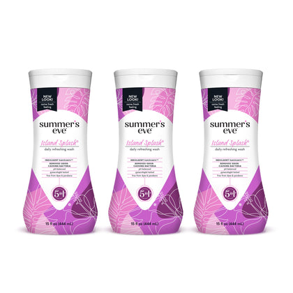 Summer's Eve Island Splash Refreshing Daily All Over Feminine Body Wash, Removes Odor, Feminine Wash pH Balanced, 15 fl oz, 3 Pack