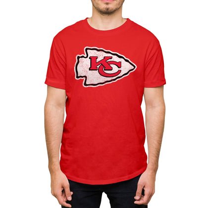 Hybrid Sports NFL - Kansas City Chiefs - Distressed Team Logo - Men's and Women's Short Sleeve T-Shirt - Size Large