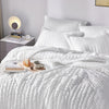 CozyLux Queen Bed in a Bag White Seersucker Comforter Set with Sheets 7-Pieces All Season Bedding Sets with Comforter, Pillow Sham, Flat Sheet, Fitted Sheet and Pillowcase