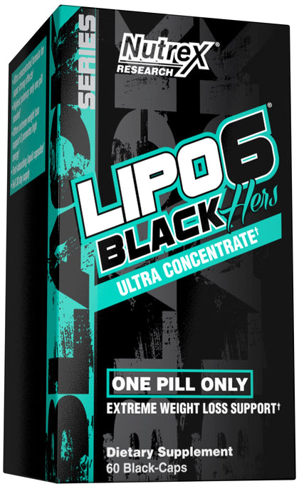 Nutrex Research Lipo-6 Black Hers Ultra Concentrate | Weight Loss Pills for Women | Fat Burner, Appetite Suppressant, Metabolism Booster for Weight Loss + Hair, Skin, & Nails Support | 60 Diet Pills (Expiry -3/31/2026)