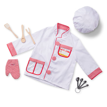 Melissa & Doug Chef Role Play Costume Set With Accessories - Pretend Chef Outfit For Kids Ages 3+