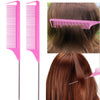 ZVOREL 8Pcs Hair Brushes Set with 4Pcs Topsy Hair Tail Tools 1Pcs Bristle Teasing Hair Brush 1Pcs Edge Control Brush 2Pcs Metal Pin Rat Tail Combs for Woman Girl Hair Styling,Edge&Back Brushing,Pink