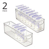 mDesign Plastic Long Stackable Storage Organizer Container, Organization Bin w/Handles for Kitchen, Pantry, Fridge, Freezer, Cabinet, Perfect to Hold Breast Milk - Ligne Collection - 2 Pack, Clear