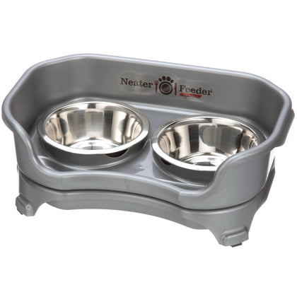 Neater Feeder Express by Neater Pet Brands - Mess Proof Pet Feeder with Stainless Steel, Drip Proof, No Tip and Non Slip Bowls (Small Dog, Gunmetal)