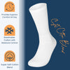 Special Essentials 12 Pairs Cotton Diabetic Crew Socks - Non-Binding Wide Top Comfort & Support for Men & Women White 10-13