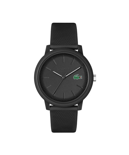 Lacoste.12.12 Men's Quartz Plastic and Silicone Strap Watch, Color: Black (Model: 2011171)