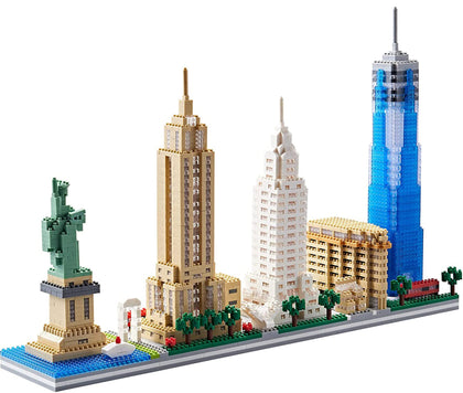 BIDIUTOY Architecture New York City, New York Skyline Model Kit-with 3452 pcs+ Micro Mini Blocks, Collection Building Set Architectural Model Toys Great Gifts for Kids & Adults