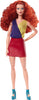 Barbie Looks Doll with Curly Red Hair Dressed in Color Block Top and Glossy Pleather Skirt, Posable Made to Move Body