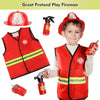 Cocojeci Boys Dress up Trunk Costumes Set,15pcs Pretend Role Play Set Fireman, Police, Construction Worker Costume with Accessories for Kids Ages 3-7