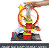 Hot Wheels Toy Car Track Set City Super Loop Fire Station & 1:64 Scale Firetruck, Connects to Other Sets