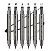 SUMEITANG 6 Pcs Double-headed Eyeliner Stamps Set Black Liquid Eye Liner Pen With Star,Moon,Heart,Flower,Smiley,Triangle Stamp Stencils Shapes for Women Makeup Kit Long-Lasting Waterproof Smudgeproof