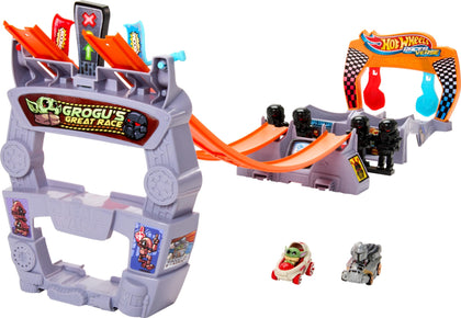 Hot Wheels Star Wars RacerVerse Toy Car Track Set & 2 Die-Cast Racers Inspired by Star Wars: Grogu and the Mandalorian