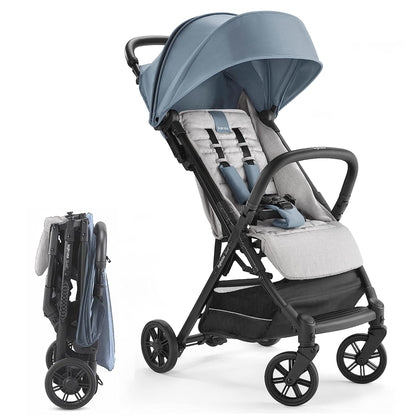 Inglesina Quid Baby Stroller - Lightweight at 13 lbs, Travel-Friendly, Ultra-Compact & Folding - Fits in Airplane Cabin & Overhead - for Toddlers from 3 Months to 50 lbs - Large Canopy, Stormy Gray