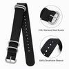 Nylon Watch Band 18mm 20mm 22mm One Piece Canvas Watch Strap with High-end Brushed Buckle Sport Watch Bands for Men Women (22mm, Black)