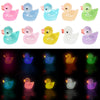 Tindobewan 50 PCS Tiny Ducks Glow in The Dark Mini Resin Ducks Miniature Duck Figures Ornament for Craft, Dollhouse, Slime,Landscape, Home Decorations(Luminous Tiny Ducks 10 Colors)