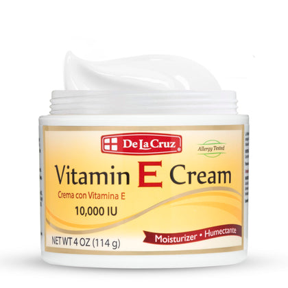 De La Cruz Vitamin E Cream Moisturizer for Face and Neck - Moisturizing Skin Care for All Skin Types - Made in USA, 4 OZ