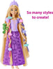 Mattel Disney Princess Rapunzel Fashion Doll with Long Fairy-Tale Hair, 2 Color-Change Hair Extensions & 10 Hairstyling Pieces