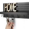 Decorative Key Holder for Wall with Shelf, Entryway Shelf with Hooks Holds Leashes, Jackets and Glasses - Sturdy Wood Keyholder Entrance Hanger with Mounting Hardware (11.8 x 5.5 x 3.1) (Black)