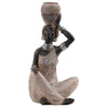 Leekung African Statue for Home Decoration,African Statues and Sculptures Table top Bookshelf Decor,African Lady Figurines Home Decor Antique Woodstone Color