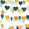 Sage-Green Mint Beige-Gold Love-Heart Garland - 52Ft Rustic Wedding Hanging Decoration Streamers Banner, Baby Safari Birthday Bachelorette Bridal Shower Engagement Valentines Party Decor Panduola