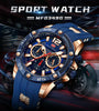 Watch for Men Fashion Casual Waterproof Chronograph Military Mens Watch Analog Quartz Business Watches Blue Silicone Best Mens Wristwatch Gift