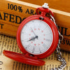 Red Smooth Cover Quartz Pocket Watch, Fashionable Roman Digital White Dial with Waist Chain Pocket Watches for Men