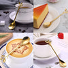 Stainless Steel Gold Leaf Coffee Spoon-AnSaw 10 Pcs Creative Tableware Dessert Spoons, Stirring, Mixing, Sugar, Stir, Ice Cream, Cake, Teaspoon Set (Gold-10Spoon)