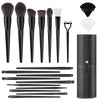 Professional Makeup Brush Set, LUXBRU 20PCs Makeup Brushes with Foundation Eyebrow Blending Concealer Blush Eyeshadow Contour Powder Brush, Make Up Brushes Kit with Travel Case & 2 Powder Puff-Black