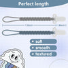 4-Pack Silicone Pacifier Clips with a Woven Rope Shape for Baby Boys and Girls - Flexible and Rust-Free Holders for Teething Relief and Baby Essentials, Safe for Newborns (Grey)