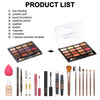 All in One Makeup Kit For Women Girls Teens 16 Colors Eyeshadow Palette Liquid Foundation Eyeliner Pencils Contouring Stick Lip Gloss Eyebrow Pencils Mascara Powder Puff 7Pcs Makeup Brushes Makeup Gift Sets