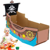 Coloring Pirate Boat Playhouse DIY Cardboard House for Kids Fun Halloween Crafts Large Decorate Kids Outdoor Playhouse for Boys Girls Toddlers Gift Indoor Outdoor Storage Folds Easily