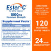 Ester-C Vitamin C 1000 mg Coated Tablets, 120 Count, Immune System Booster, Stomach-Friendly Supplement, Gluten-Free