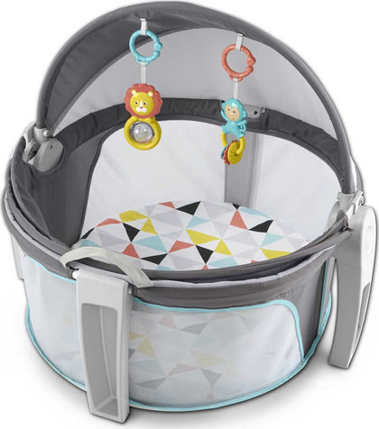 Fisher-Price Baby Portable Bassinet and Play Space On-the-Go Baby Dome with Developmental Toys and Canopy, Windmill