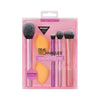 Real Techniques Everyday Essentials + Sponge Kit, Makeup Brushes & 2 Makeup Blending Sponge Set, For Foundation, Blush, Bronzer, Eyeshadow, & Powder, Vegan Synthetic Bristles, 6 Piece Set