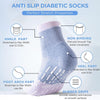 Bulinlulu Diabetic Socks with Grippers for Women&Men-6 Pairs Bamboo Non Binding Diabetic Ankle Socks Size 6-9|9-11,Wide Loose Socks with Seamless Toe(Large,Bright Colors-6 Pairs)