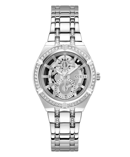 GUESS Women's 36mm Watch - Silver Tone Bracelet Silver Dial Silver Tone Case