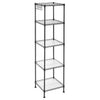 SONGMICS Bathroom Shelf, Storage Rack for Small Space, Total Load Capacity 220 lb, 11.8 x 11.8 x 48.6 Inches, with 5 PP Sheets, Removable Hooks, Extendable Design, Black and Translucent ULGR23BK