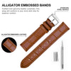 BISONSTRAP Watch Bands 20mm, Alligator Embossed Leather Watch Straps, Toffee Brown with Silver Buckle