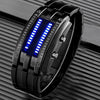 FANMIS Creative Binary Matrix Blue LED Digital Waterproof Watch Mens Classic Creative Fashion Black Plated Wrist Watches (Black)