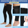 2 Pairs Men's Thigh High Compression Stockings Footless 20-30 mmHg Compression Leg Sleeves Thigh High Graded Compression with Silicone Band for Men Sport Running Edema Swelling Black XL