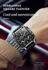 OLEVS Square Watches for Men Black Leather Chronograph Fashion Business Watch Luminous Waterproof Casual Wrist Watches.