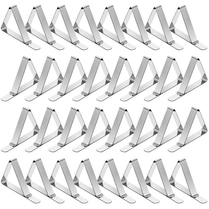 TriPole Tablecloth Clips 32 Pack Stainless Steel Table Cover Clamps Skirt Clips for Home Kitchen Restaurant Picnic Tables