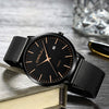 CRRJU Watches,Men's Minimalist Fashion Simple Wrist Watch Analog Date with Mesh Strap Gold/Black